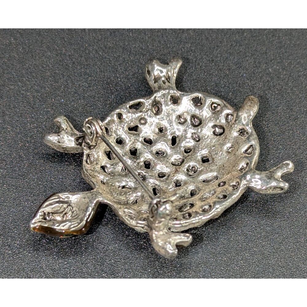 AB Rhinestone Turtle Brooch - Picture 2 of 6